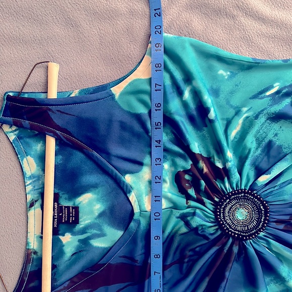 Sleeveless midi Dress size Large Blue & turquoise marbled print - Picture 10 of 11